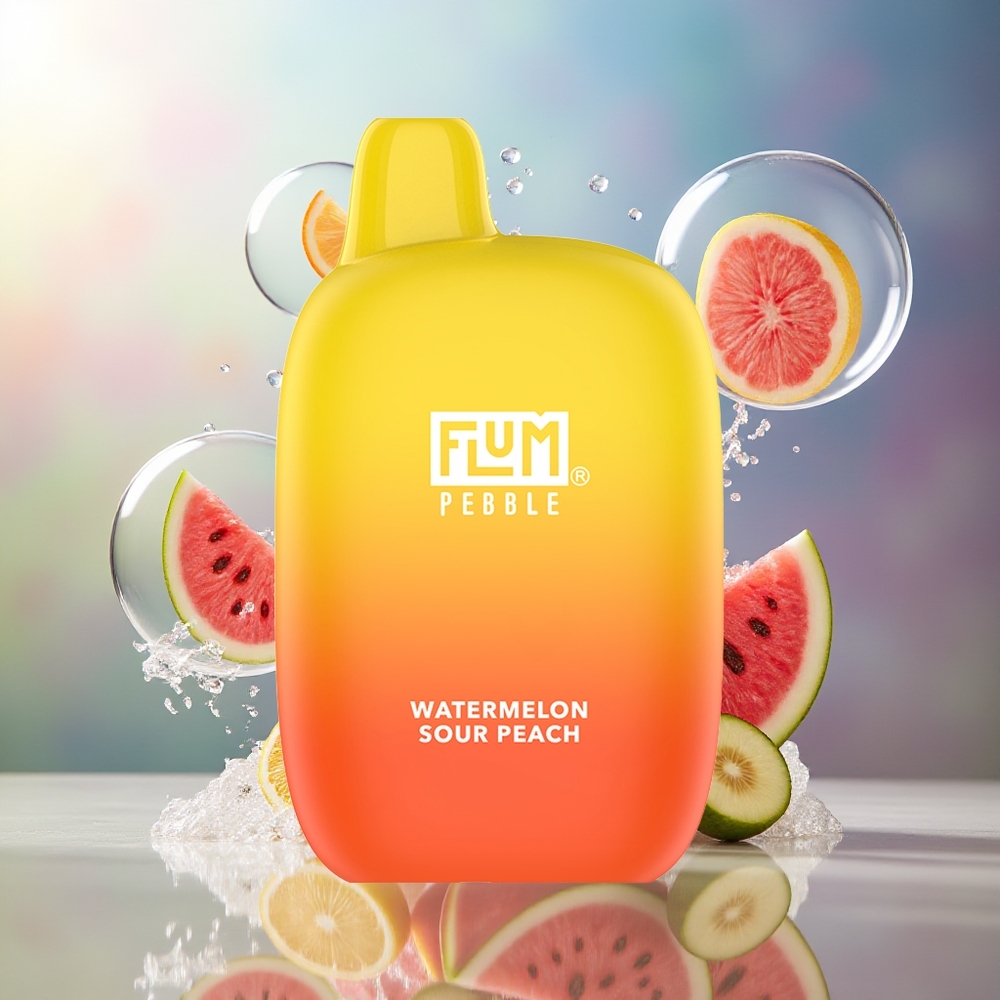 FLUM Pebble 6000 Puffs Vandmelon Sur Fersken Engros Danmark