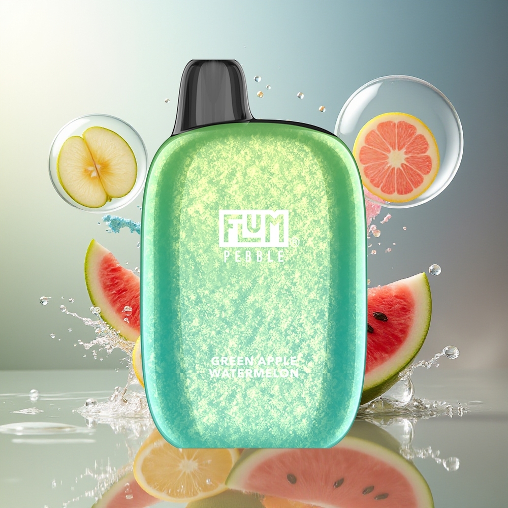 FLUM Pebble 6000 Pust 10ml Engros Danmark Grøn Æble Vandmelon