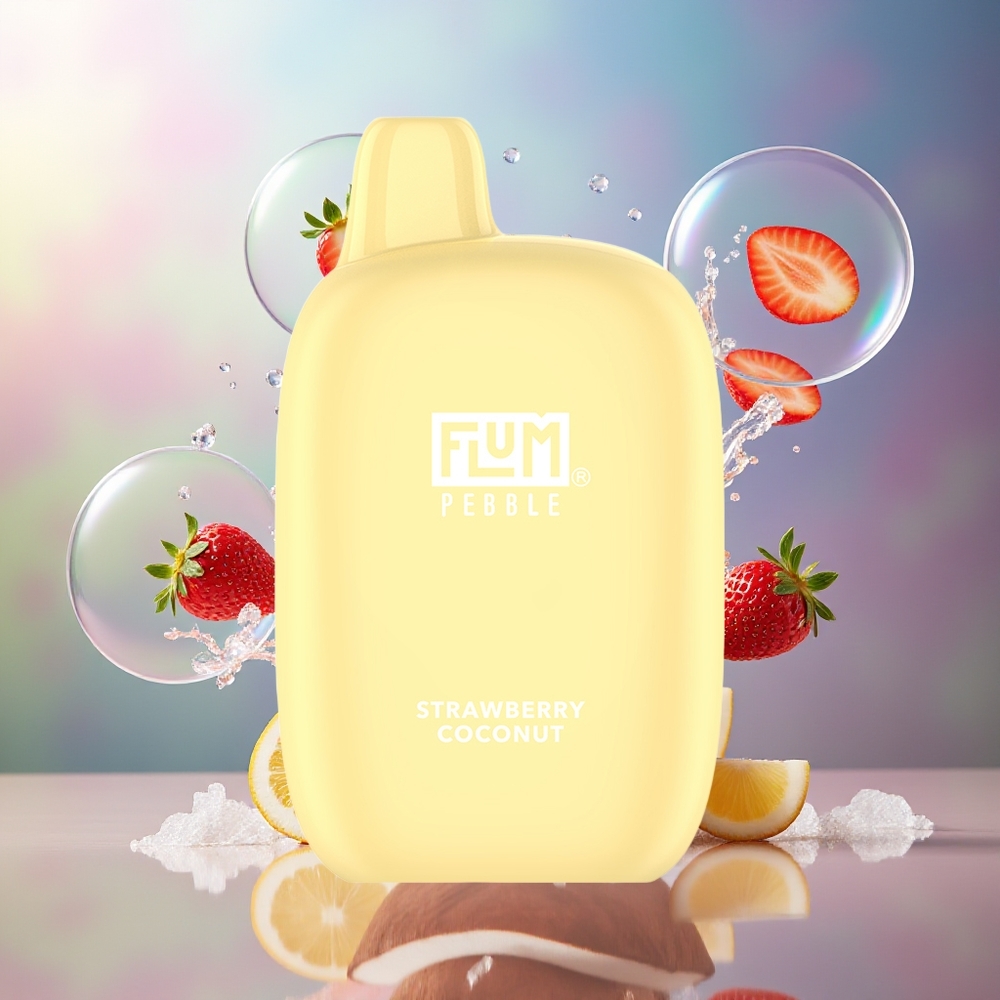 FLUM Pebble 6000 Pust 10ml Jordbær Kokos Engros Danmark