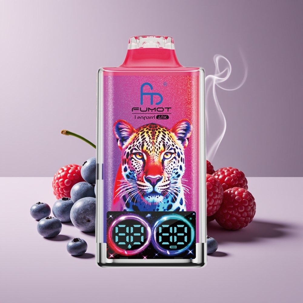 Fumot Leopard 40K Puffs 5% Nicotine Engros Danmark Blåbær Kirsebær Tranebær