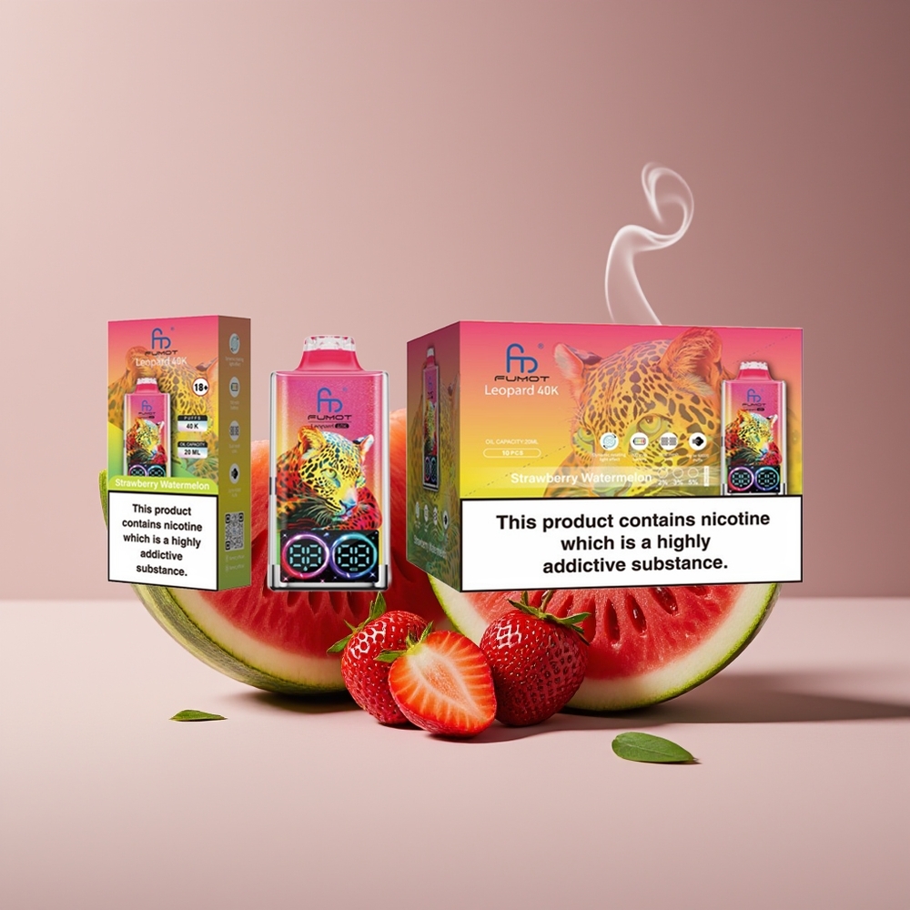 Fumot Leopard 40K Puffs 5% Nicotine Engros Danmark Jordbær Vandmelon