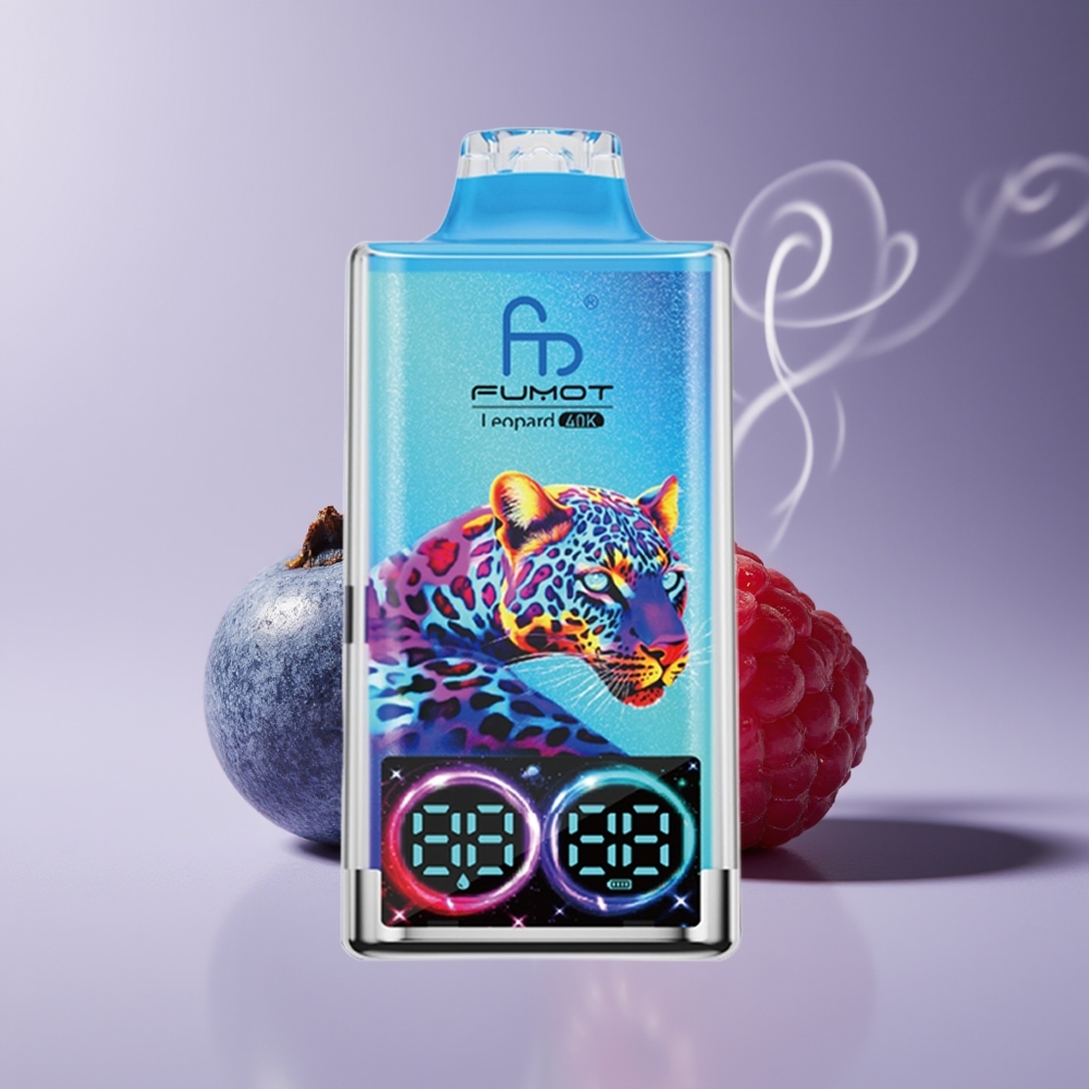 Fumot Leopard 40K Puffs Engros Danmark 5% Nicotin Blåbær Hindbær