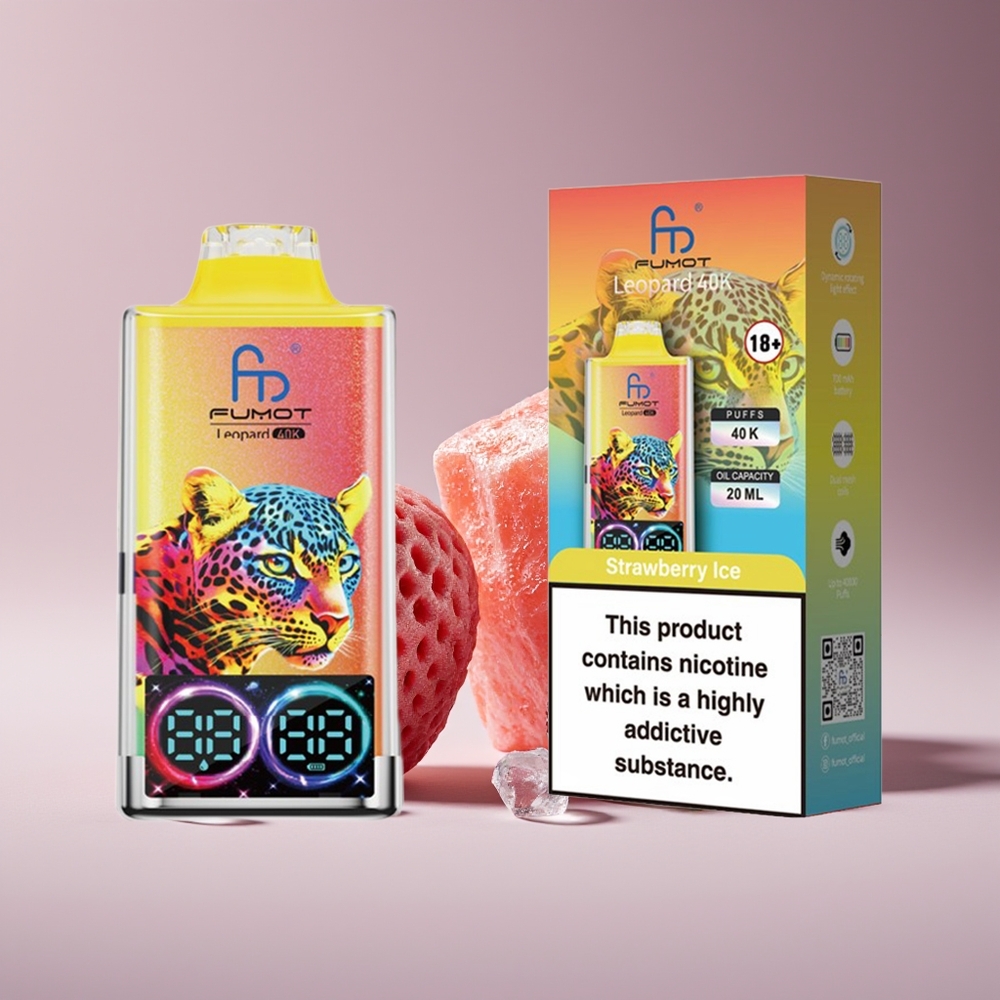 Fumot Leopard 40K Puffs Engros Danmark 5% Nikotin Jordbær Is Disposable Vape