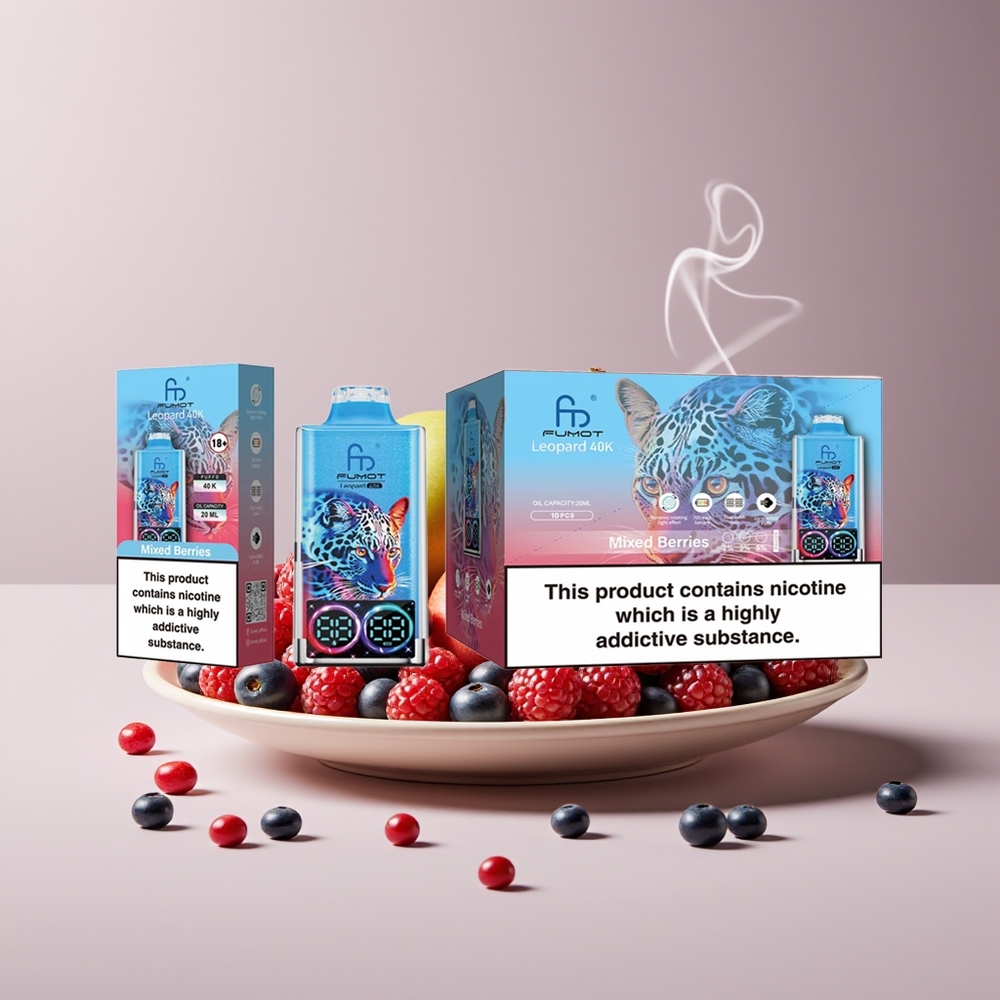 Fumot Leopard 40K Puffs Engros Danmark Engangs Vape Blandede Bær 5% Nicotine