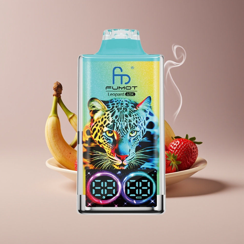 Fumot Leopard 40K Puffs Engros Danmark Engangs Vape Jordbær Banan Dual Mesh