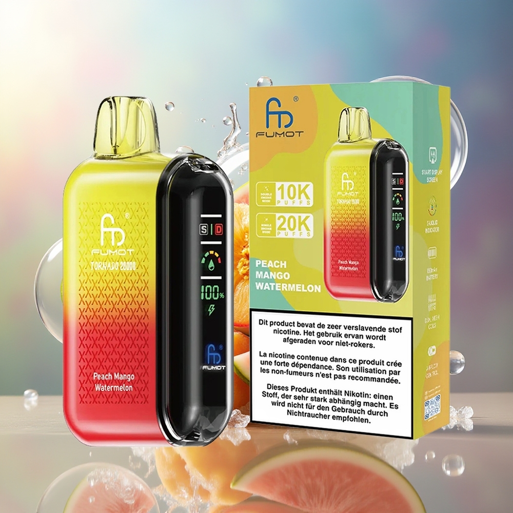 Fumot Tornado 20000 Puf Smart Display Fersken Mango Vandmelon Engros Danmark