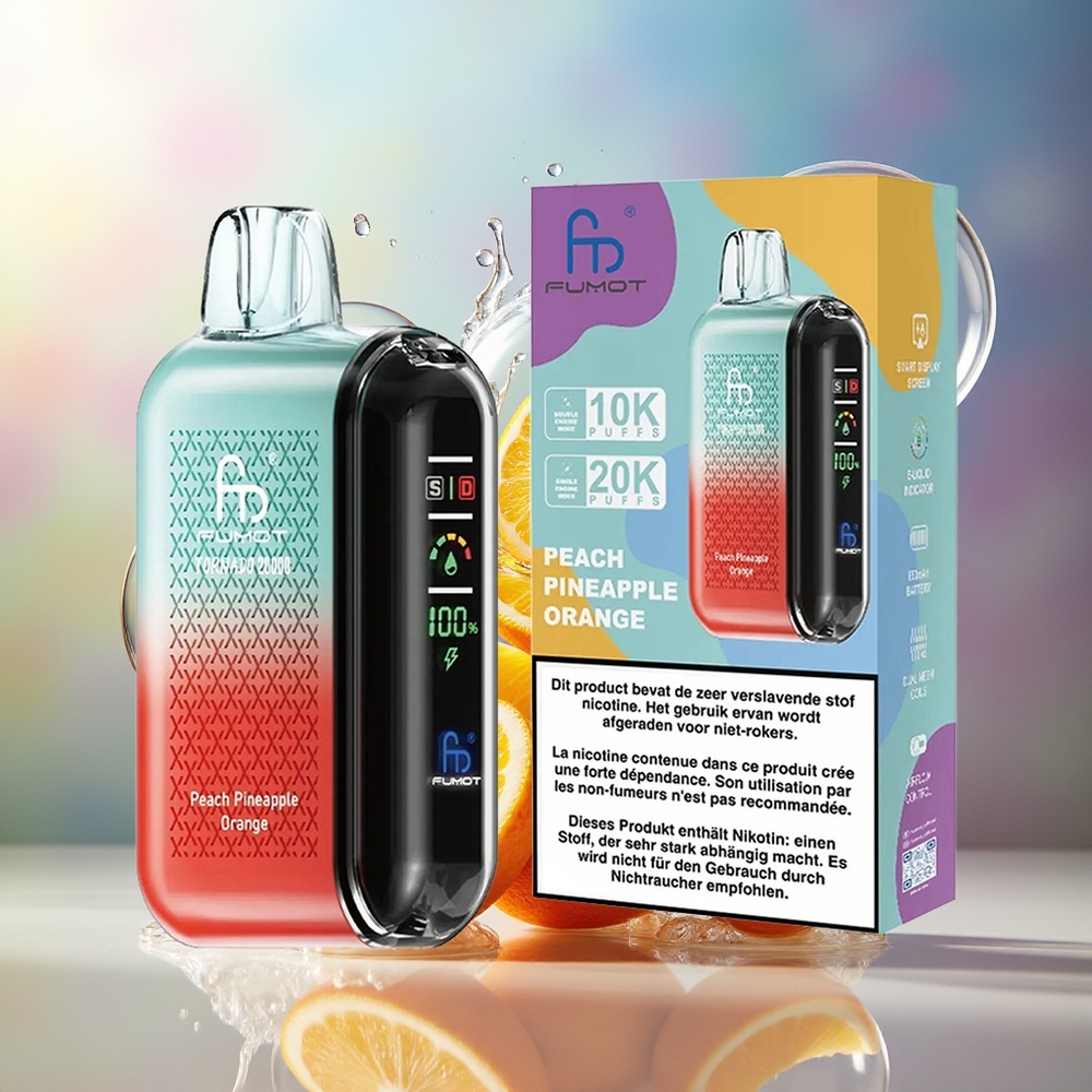 Fumot Tornado 20000 Puffs 850mAh Fersken Ananas Appelsin Engros Danmark