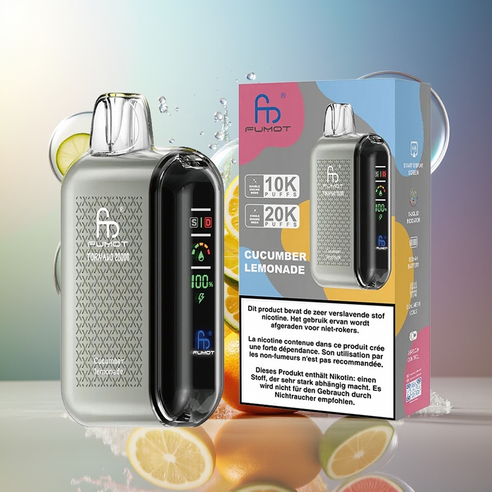 Fumot Tornado 20000 Puffs Dual Mesh Agurk Lemonade Engros Danmark