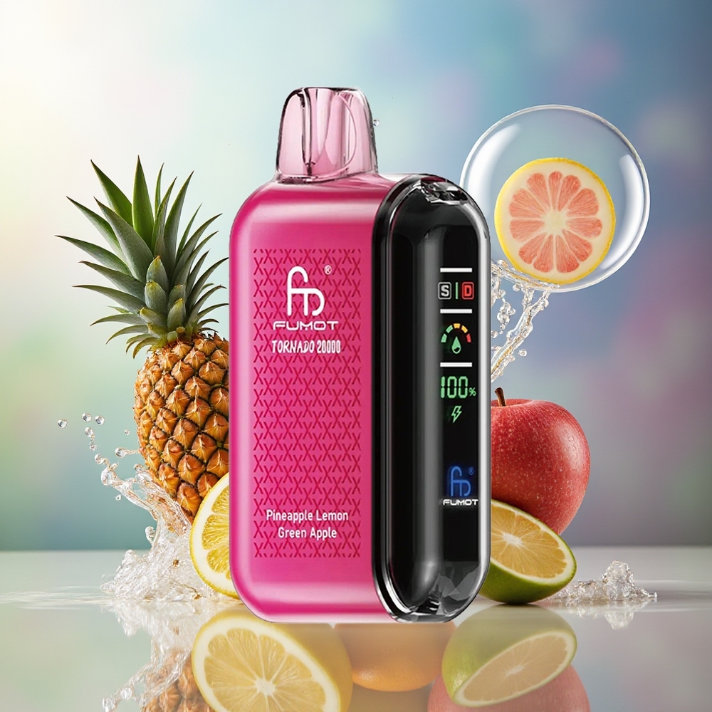 Fumot Tornado 20000 Puffs Dual Mesh Ananas Citron Grøn Æble Engros Danmark