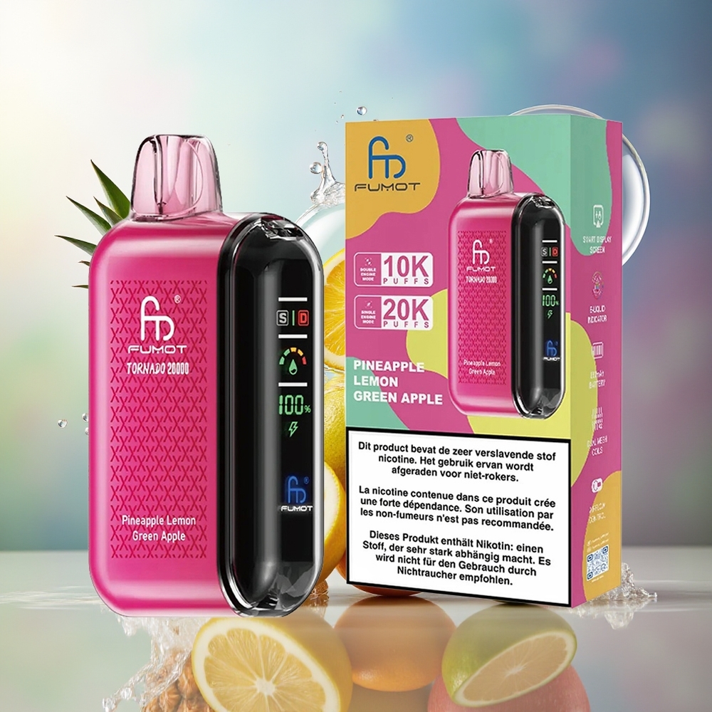 Fumot Tornado 20000 Puffs Dual Mesh Ananas Citron Grøn Æble Engros Danmark