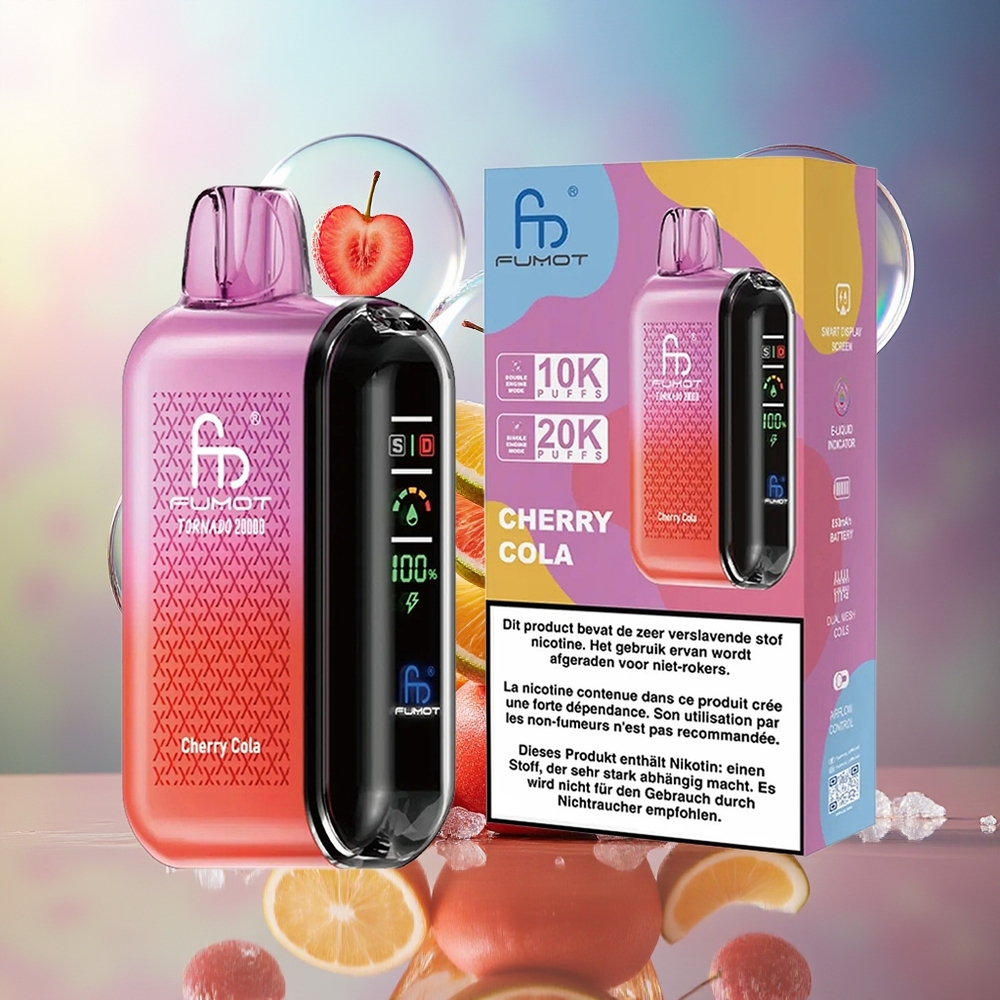 Fumot Tornado 20000 Puffs Dual Mesh Cherry Cola Engros Danmark