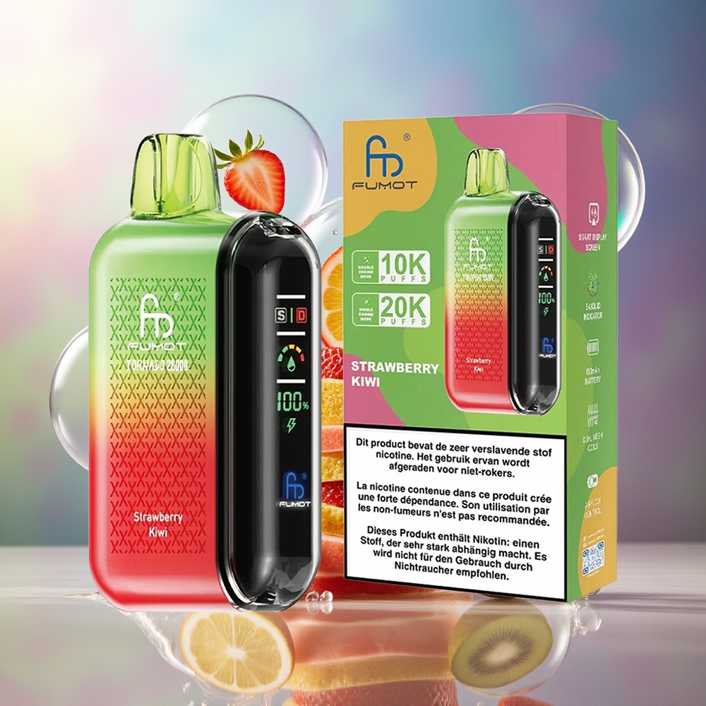 Fumot Tornado 20000 Puffs Dual Mesh Jordbær Kiwi Engros Danmark