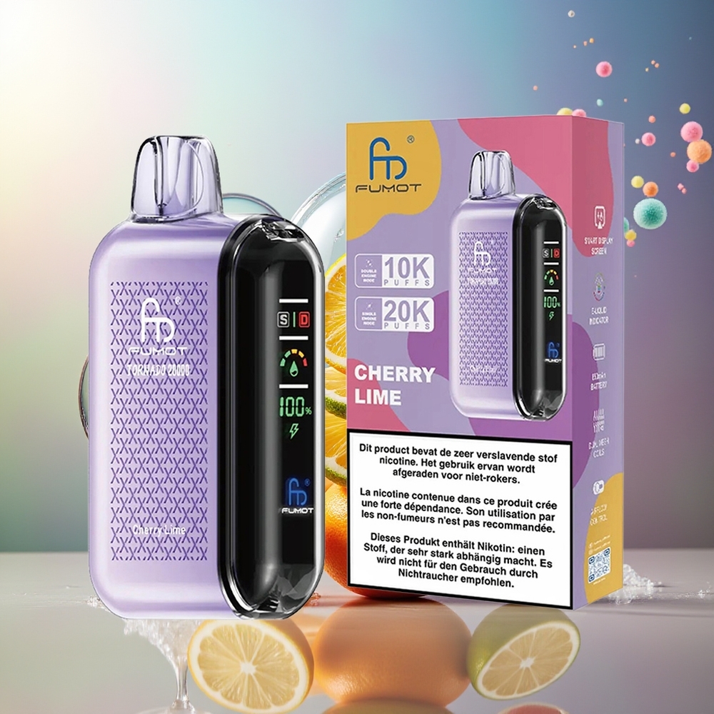 Fumot Tornado 20000 Puffs Dual Mesh Kirsebær Lime Engros Danmark