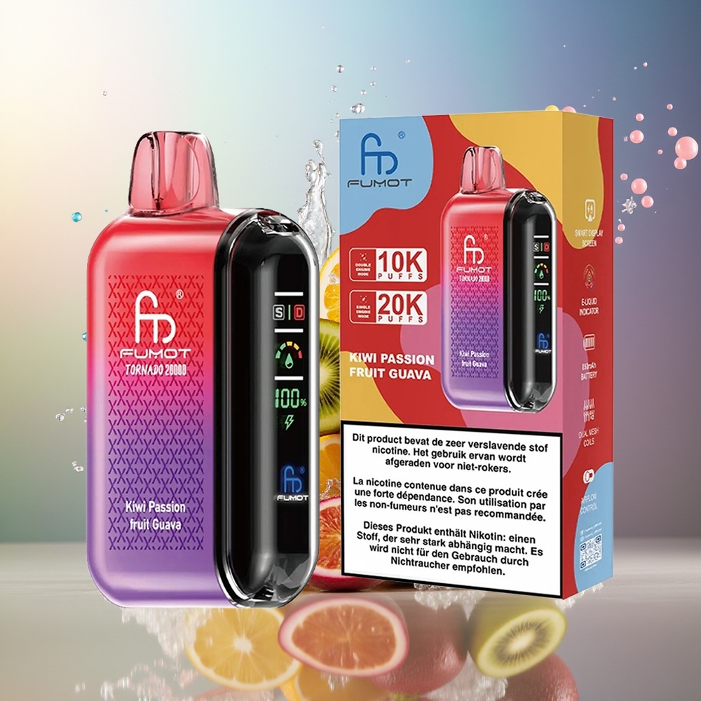 Fumot Tornado 20000 Puffs Dual Mesh Kiwi Passionsfrugt Guava Engros Danmark