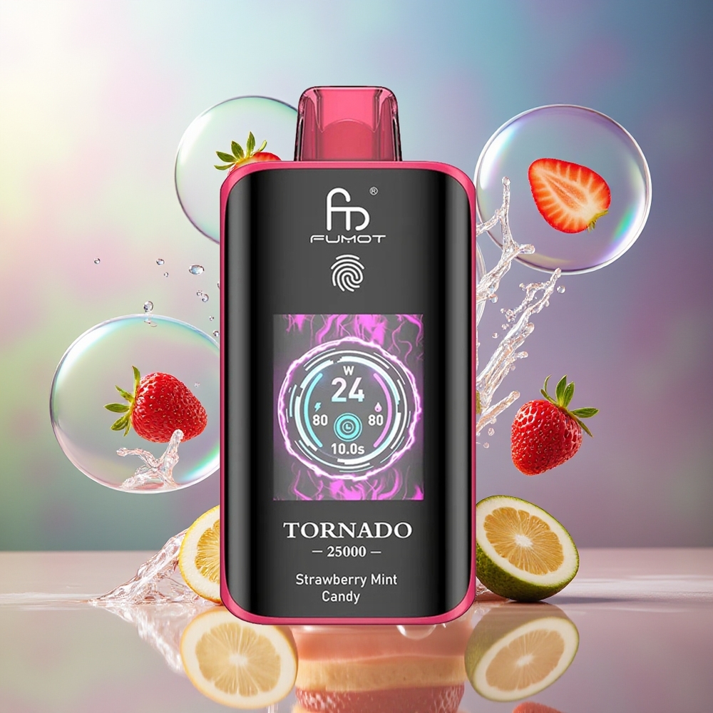 Fumot Tornado 25000 Puffs 700mAh Jordbær Mynte Engros Danmark