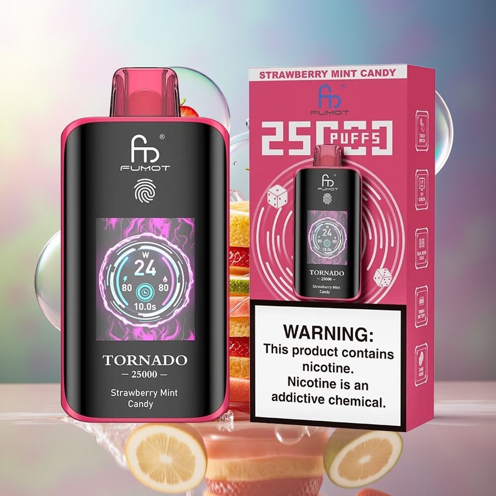 Fumot Tornado 25000 Puffs 700mAh Jordbær Mynte Engros Danmark