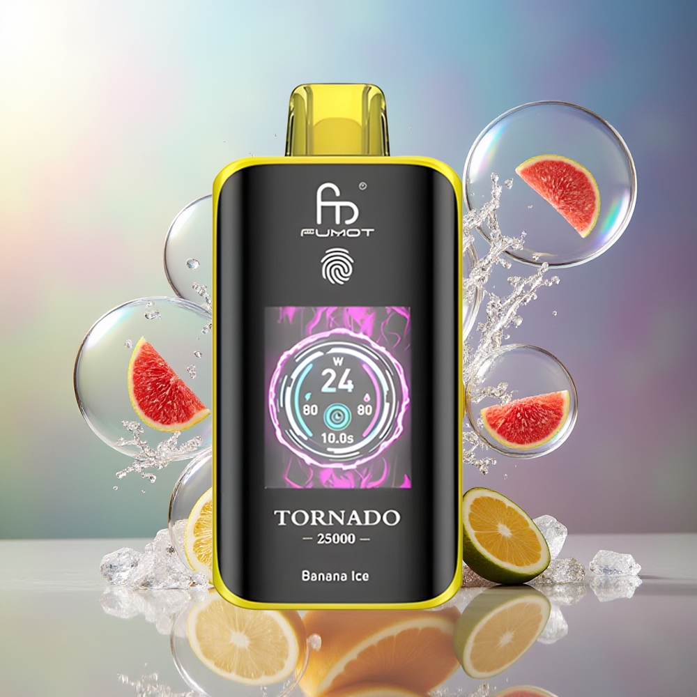 Fumot Tornado 25000 Puffs Bananis Is Rechargeable Battery Engros Danmark
