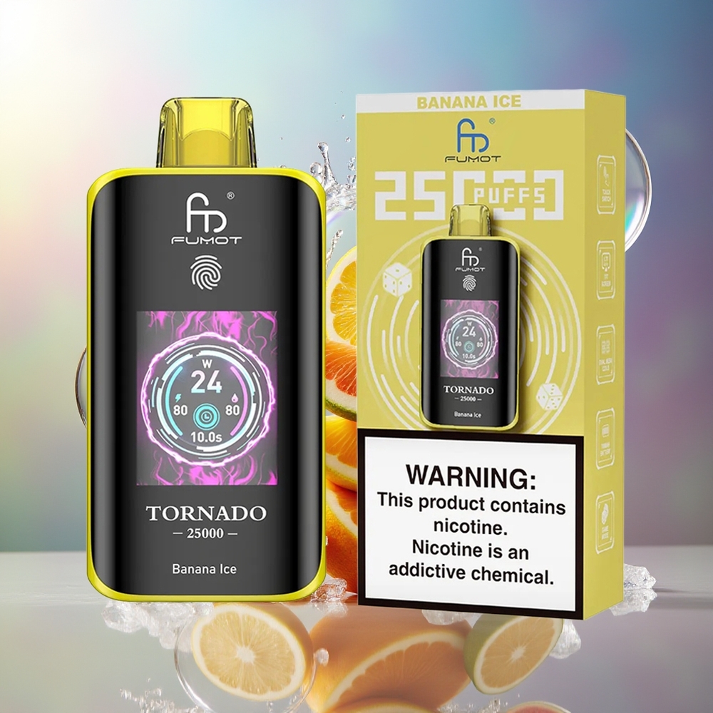 Fumot Tornado 25000 Puffs Bananis Is Rechargeable Battery Engros Danmark