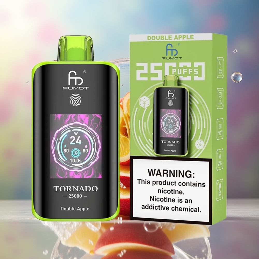 Fumot Tornado 25000 Puffs Engros Danmark Dobbelt Æble 20ml Pre-filled E-liquid