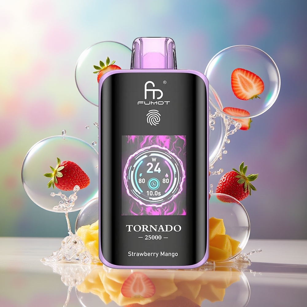 Fumot Tornado 25000 Puffs Genopladelig Jordbær Mango Engros Danmark 700mAh