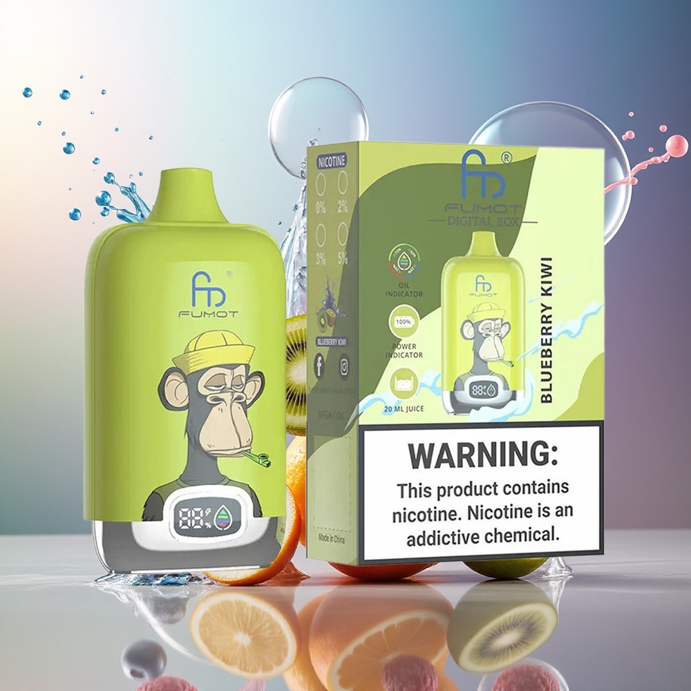 Fumot Tornado Digital Box 12000 Puffs 20ml Blåbær Kiwi Engros Danmark