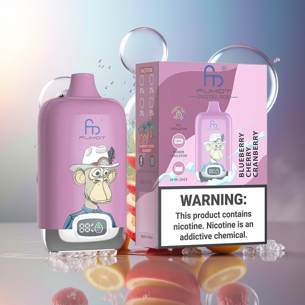 Fumot Tornado Digital Box 12000 Puffs Engros Danmark Blåbær Kirsebær Tranebær