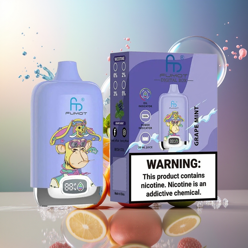 Fumot Tornado Digital Box 12000 Puffs Engros Danmark Grape Mynte