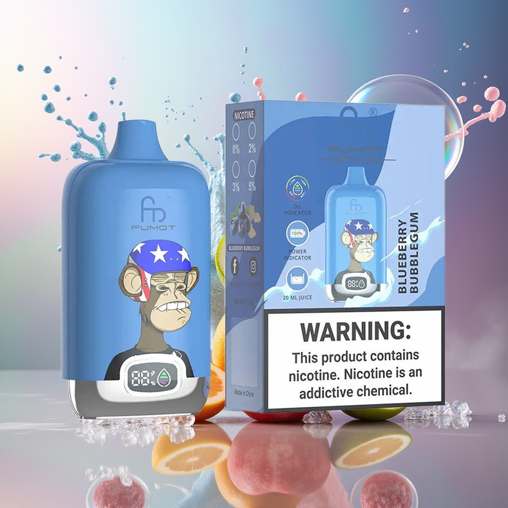 Fumot Tornado Digital Box 12000 Puffs Engros Danmark MTL Blåbær Bubblegum