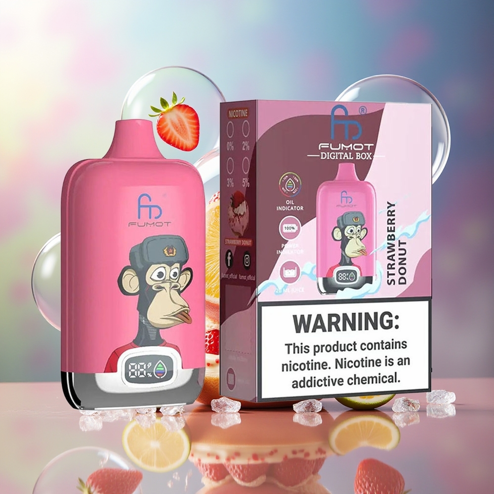 Fumot Tornado Digital Box 12000 Puffs Engros Danmark MTL Jordbær Donut Mesh Coil
