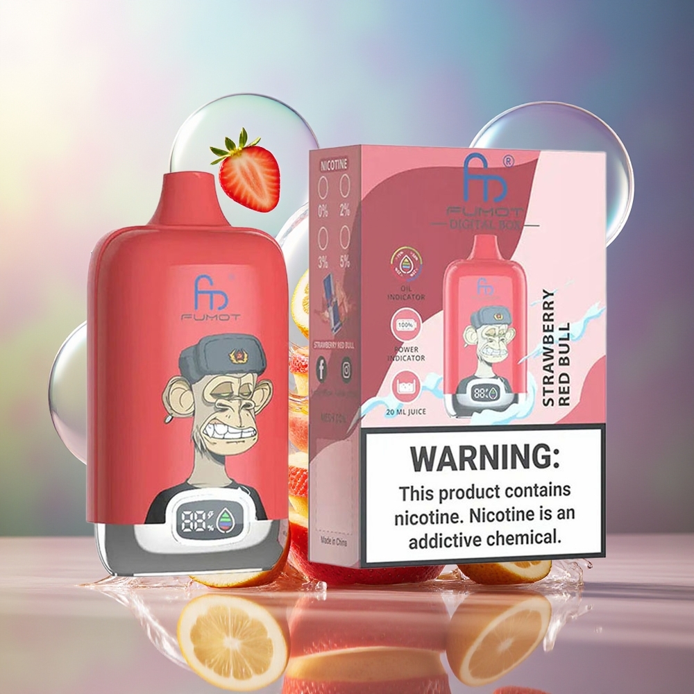 Fumot Tornado Digital Box 12000 Puffs Mesh Coil Jordbær Red Bull Engros Danmark