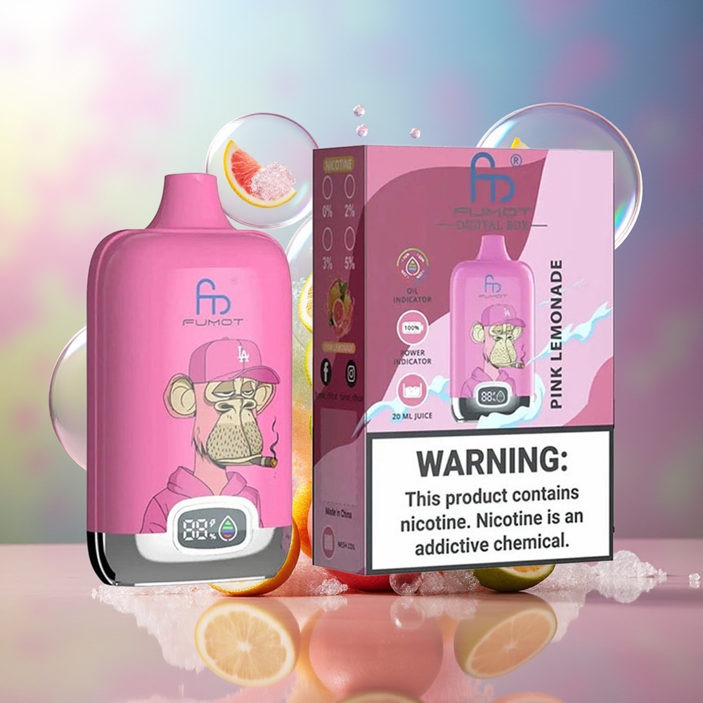 Fumot Tornado Digital Box 12000 Puffs Mesh Coil Pink Lemonade Engros Danmark