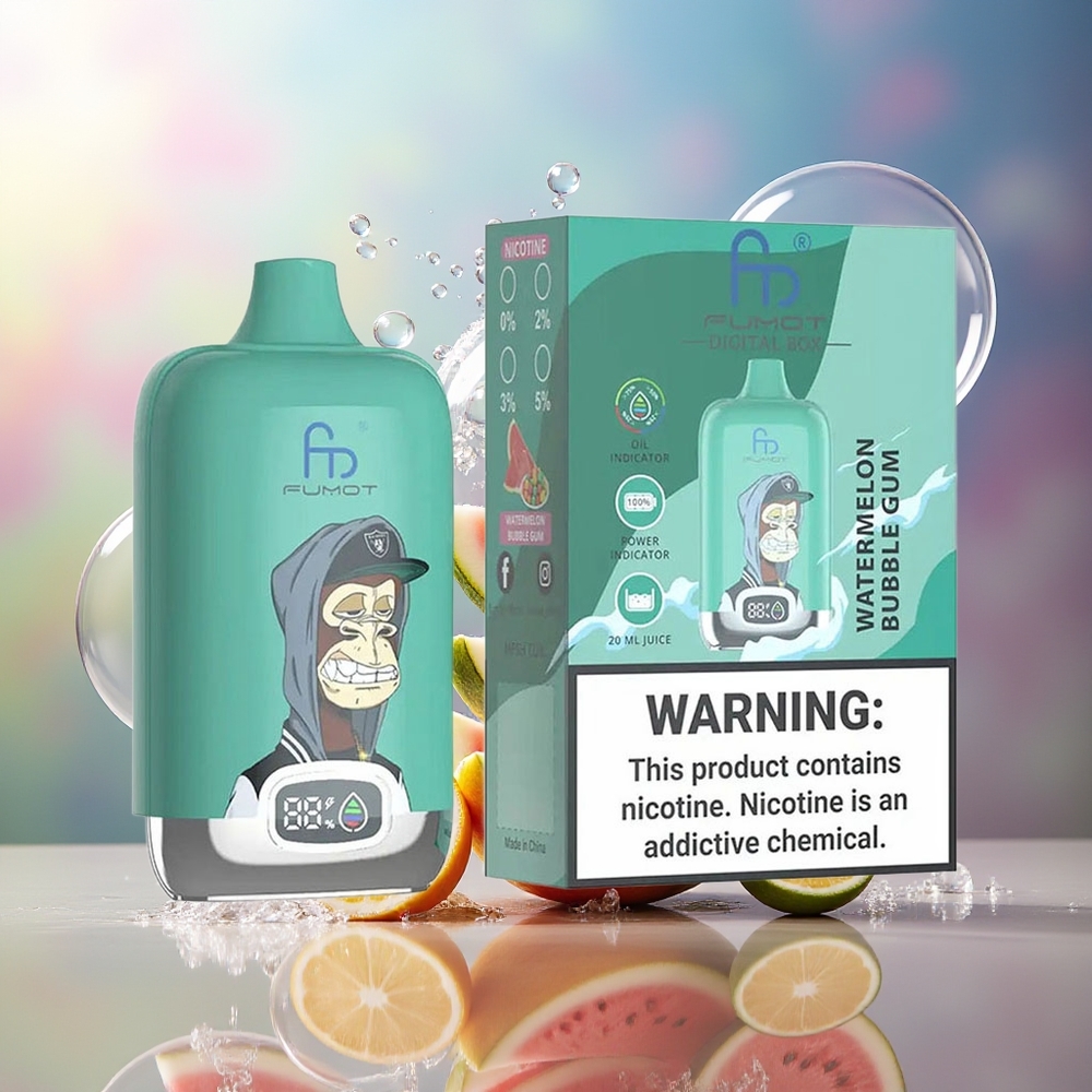 Fumot Tornado Digital Box 12000 Puffs Vandmelon Bubblegum Type-C Engros Danmark