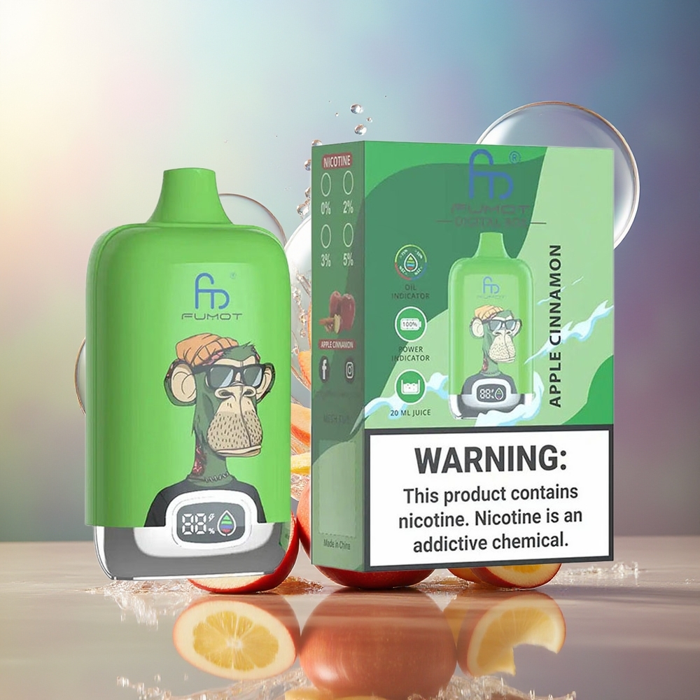Fumot Tornado Digital Box 12000 Puffs Æble Kanel Type-C Engros Danmark