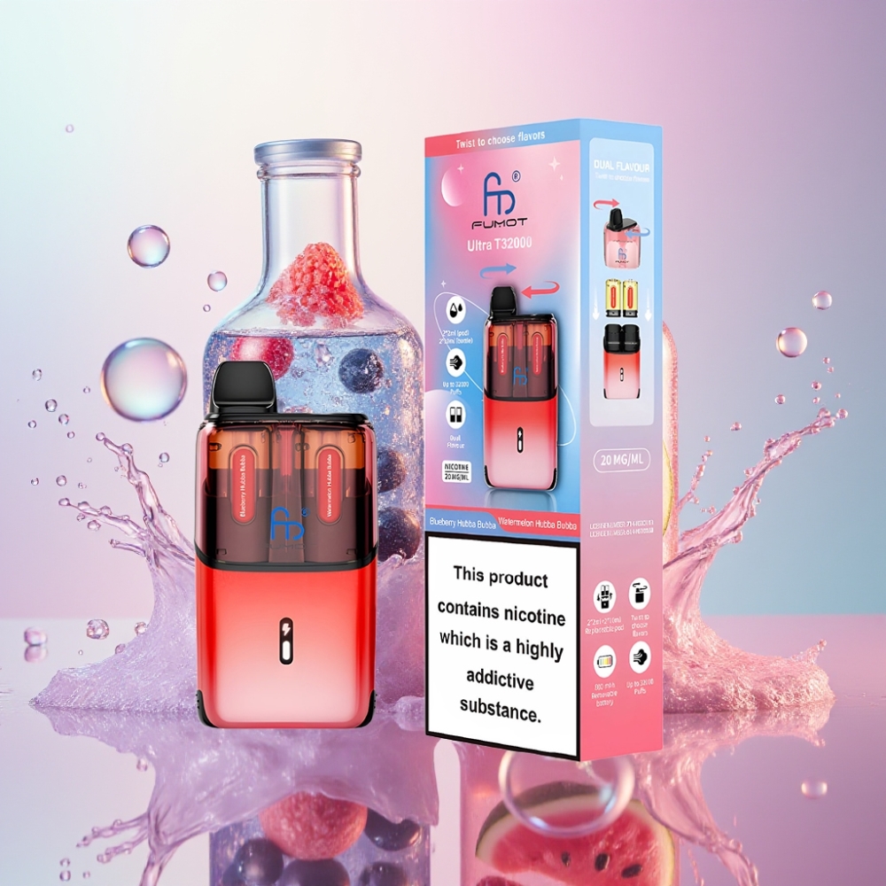 Fumot Ultra T32000 2 Mund Engros Danmark Blåbær Hubba Bubba & Vandmelon Hubba Bubba 24ml