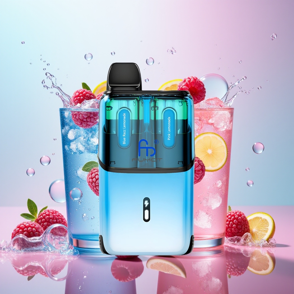 Fumot Ultra T32000 Engros Danmark 2 mundstykker 24ml Blå Hindbær Lemonade & Lyserød Lemonade