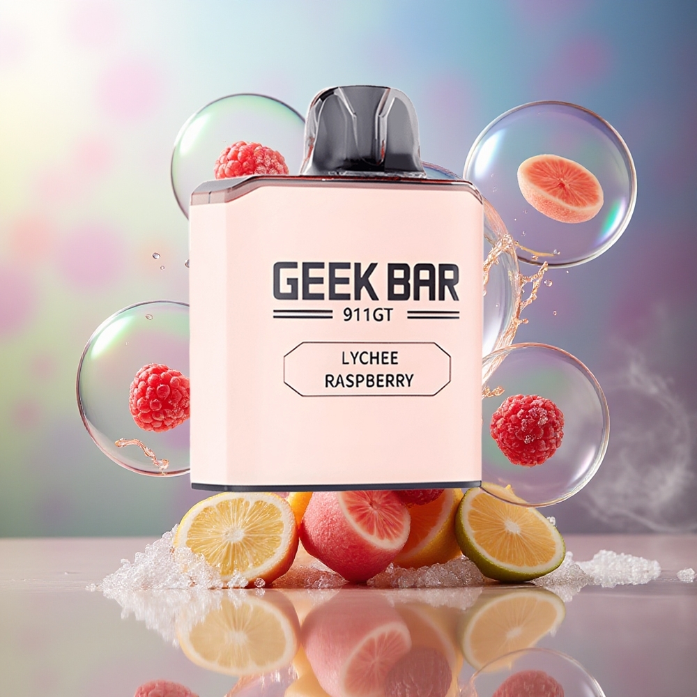 GEEK BAR 911 GT 16000 Puffs Engros Danmark Engangsdamp Litchi Hindbær