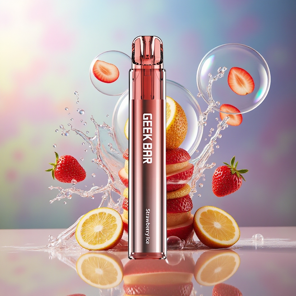 GEEK BAR Elite 1000 Puffs Engros Danmark Jordbæris Mesh Coil