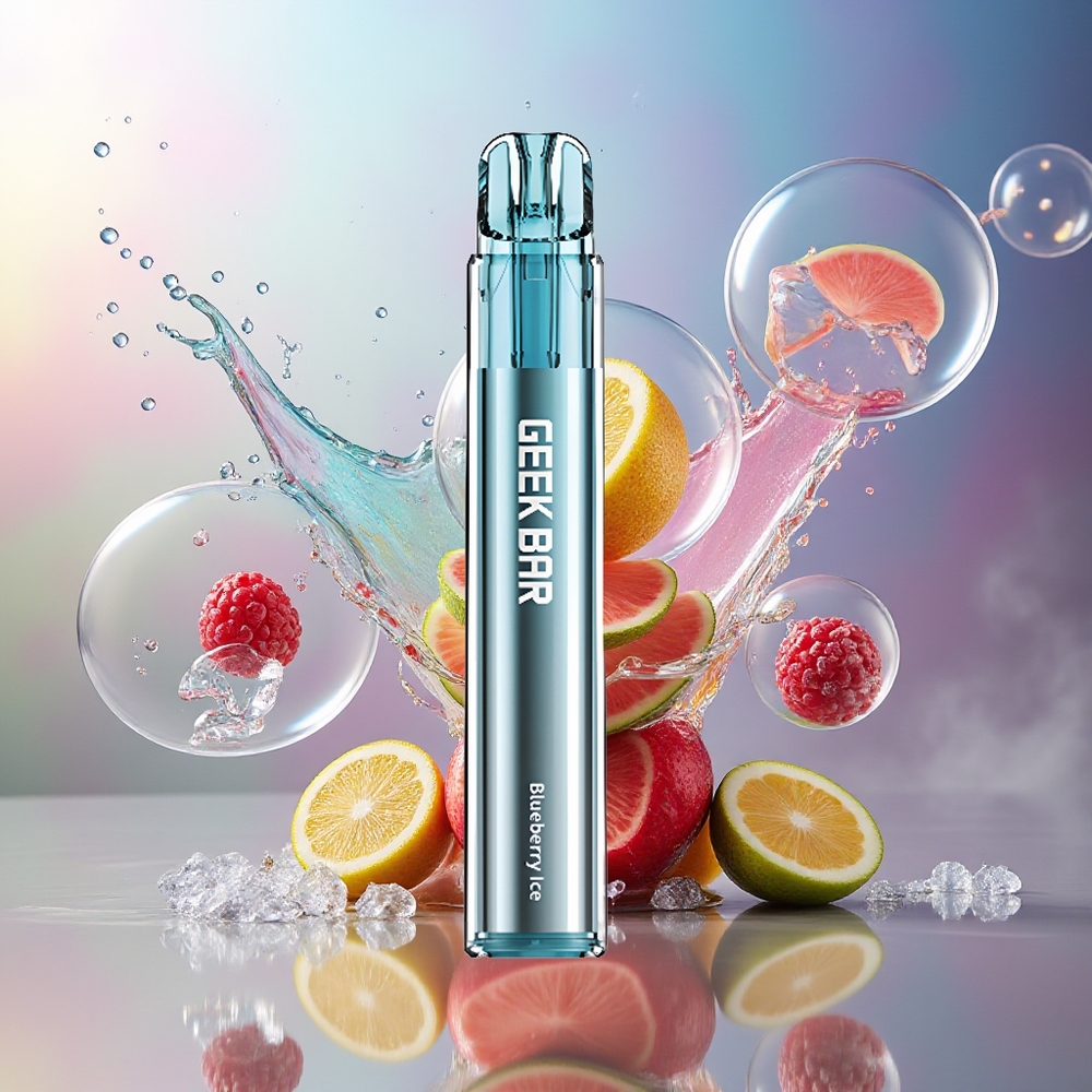 GEEK BAR Elite 1000 Puffs Engros Danmark Slank Ergonomisk Blåbær Is 20 mg/ml