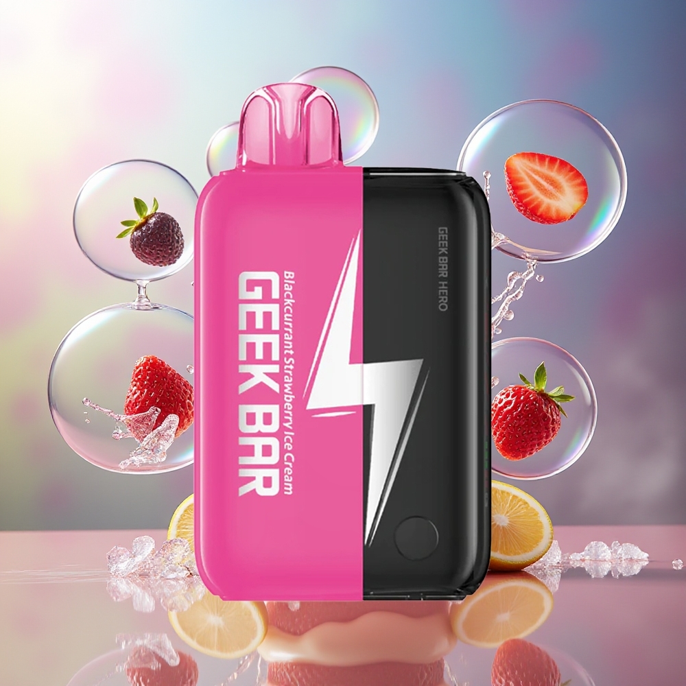 GEEK BAR Hero 20000 Puffs Engros Danmark USB Type-C Brombær Jordbær Iscreme