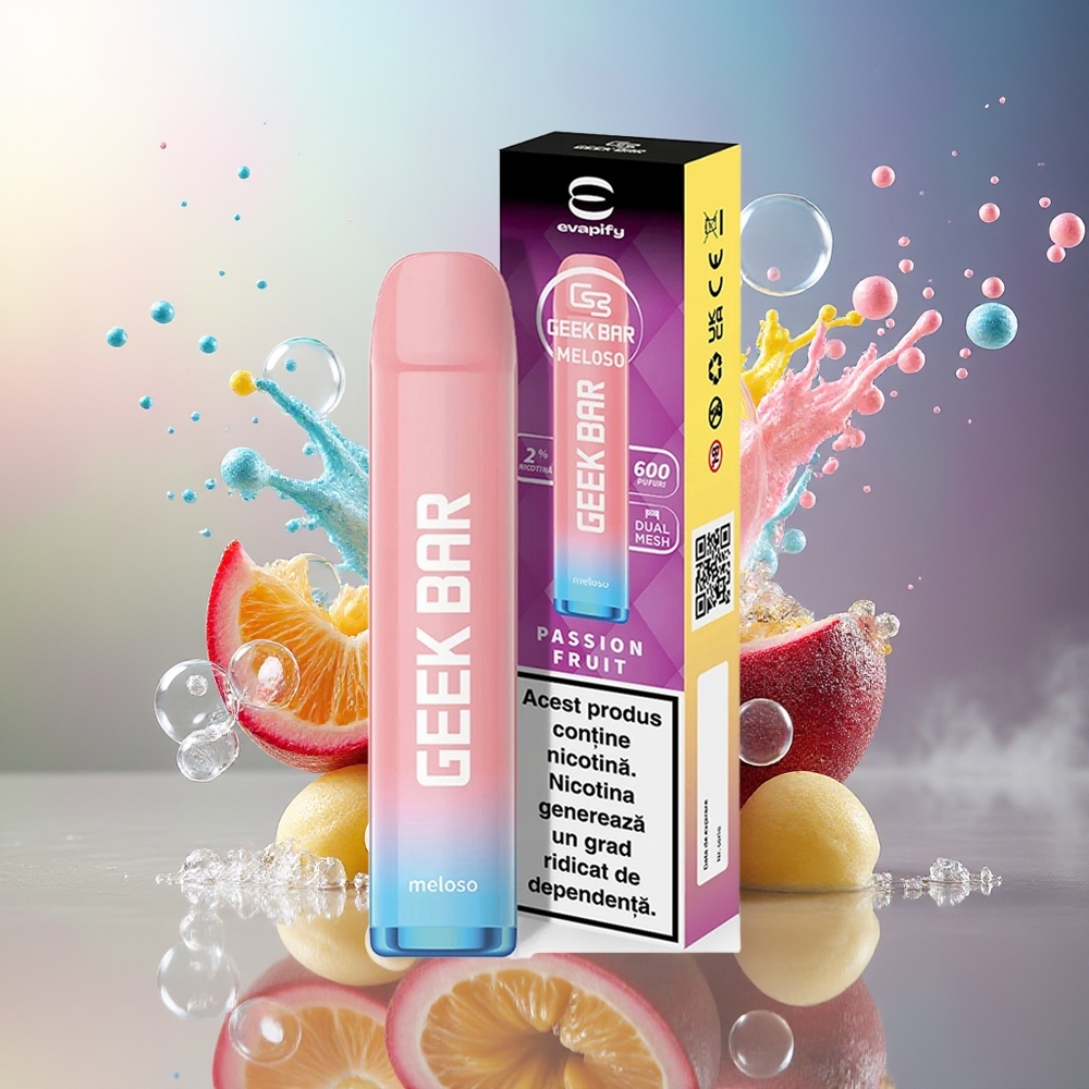 GEEK BAR Meloso 600 Puffs 20mg Engros Danmark Passionsfrugt