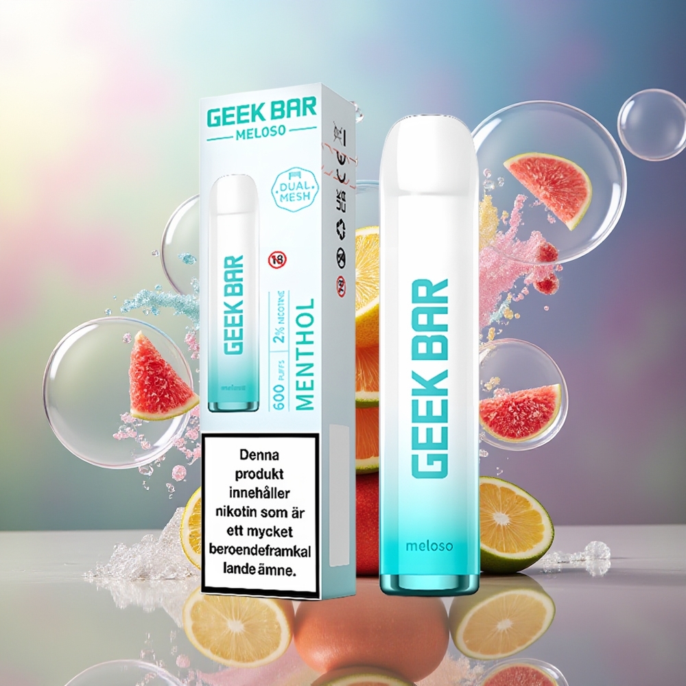 GEEK BAR Meloso 600 Puffs Menthol Engros Danmark 20mg