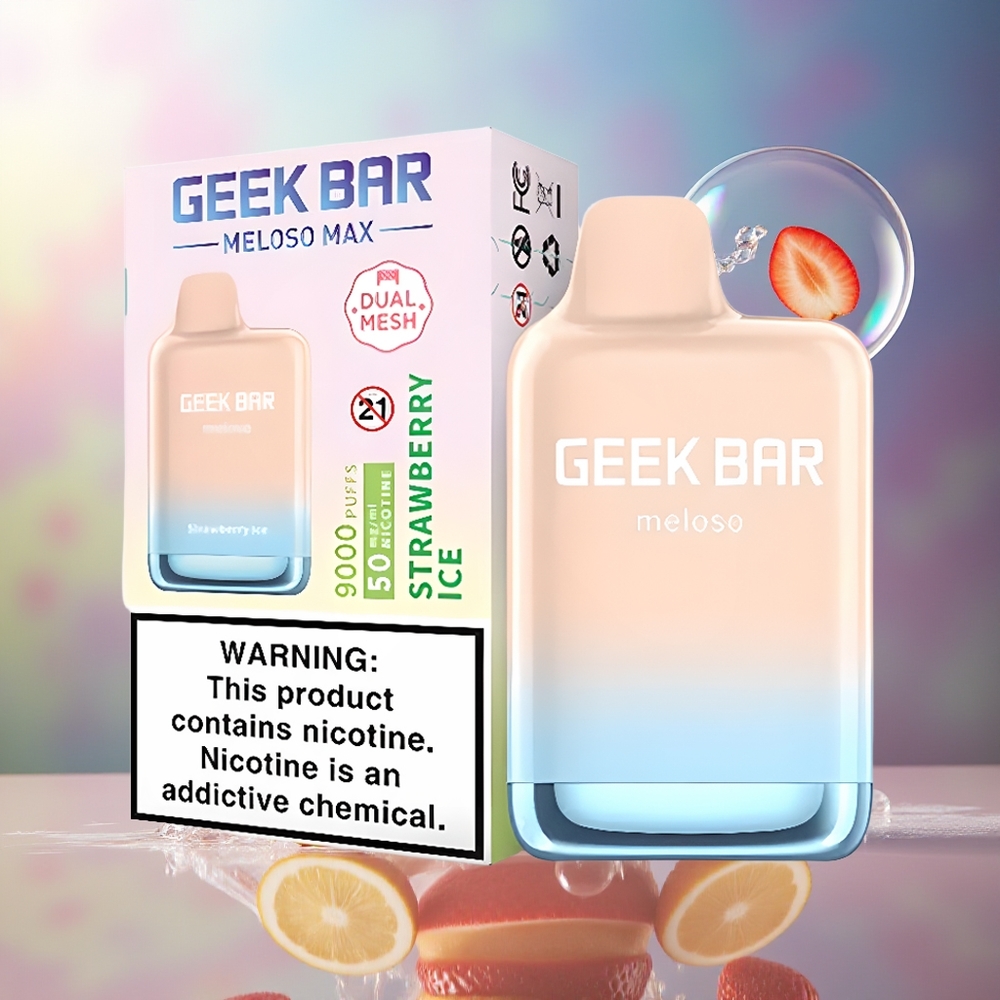 GEEK BAR Meloso Max 9000 Puf Duskeformet Mundstykke Jordbæris Engros Danmark