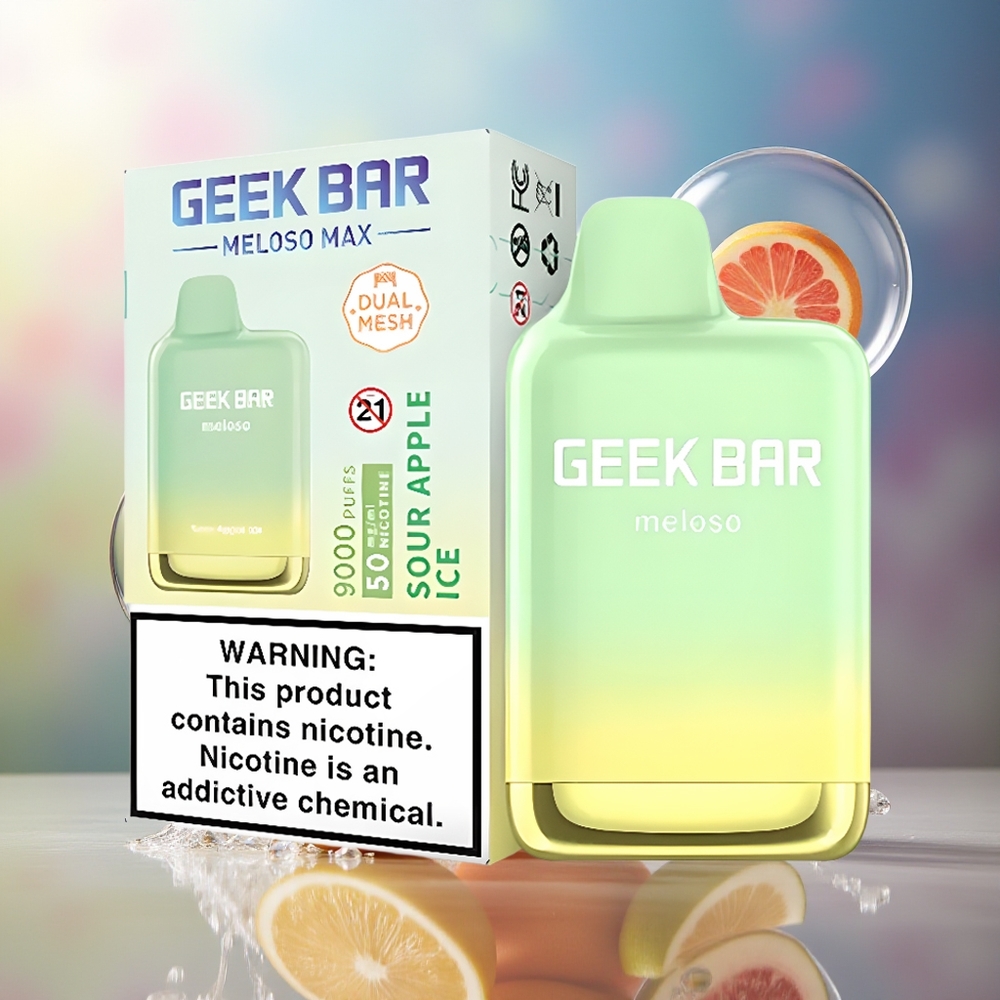 GEEK BAR Meloso Max 9000 Puffs 14ml Engros Danmark Sur Æble Is Engangsdamp