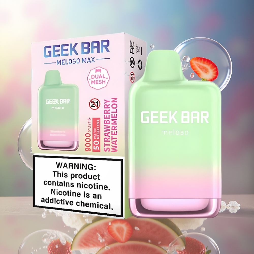 GEEK BAR Meloso Max 9000 Puffs Dual Mesh Coil Jordbær Vandmelon Engros Danmark