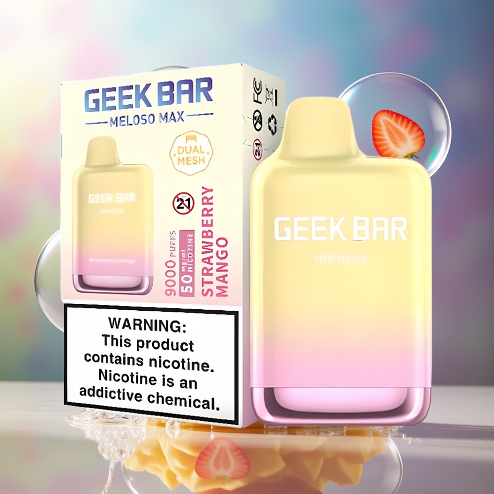 GEEK BAR Meloso Max 9000 Puffs Engros Danmark USB Type-C Jordbær Mango