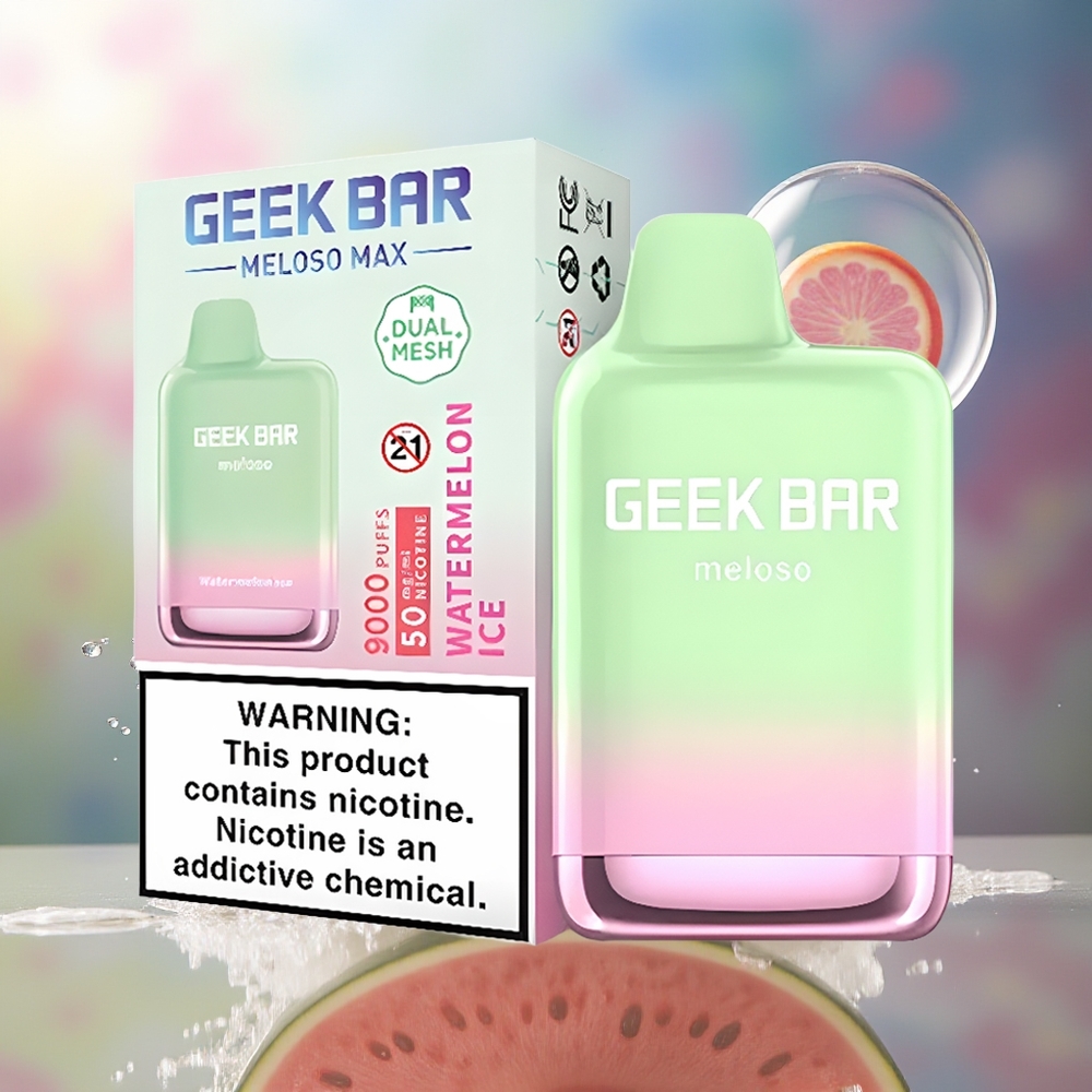 GEEK BAR Meloso Max 9000 Pust Engros Danmark Vandmelon Is Dual Mesh Coil