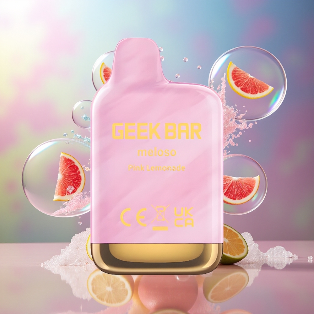 GEEK BAR Meloso Mini 600 Puffs 2ml Engros Danmark Lyserød Lemonade