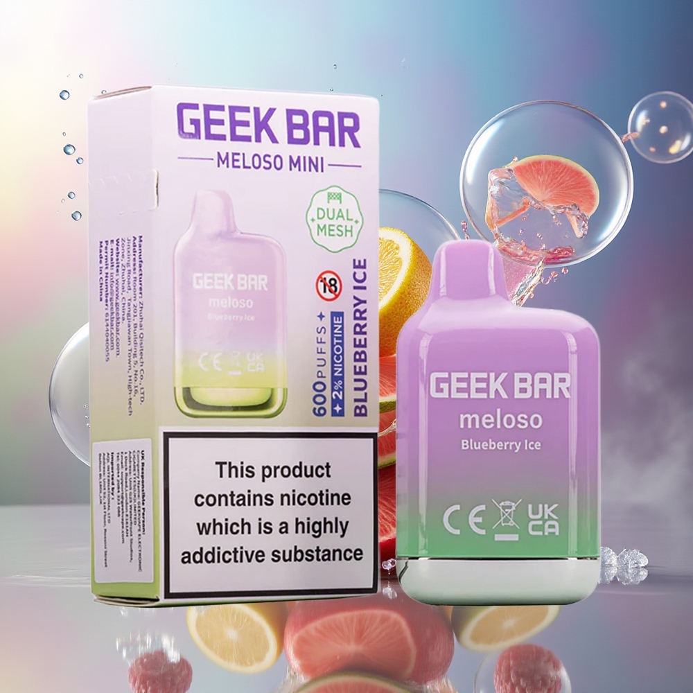 GEEK BAR Meloso Mini 600 Puffs 550mAh Engros Danmark Blåbær Is Engangsdamp