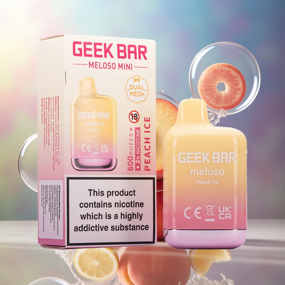 GEEK BAR Meloso Mini 600 Puffs 550mAh Engros Danmark Fersken Is Engangsdamp