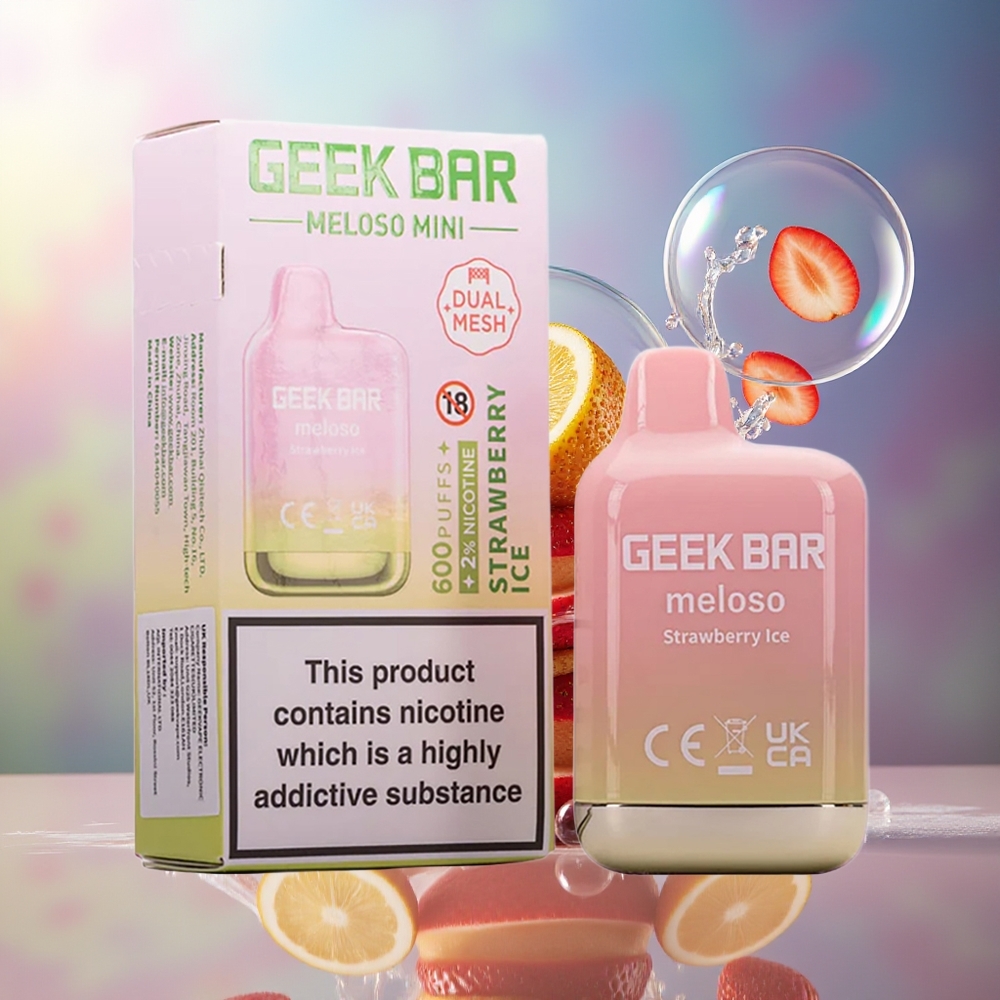 GEEK BAR Meloso Mini 600 Puffs 550mAh Engros Danmark Jordbær Is